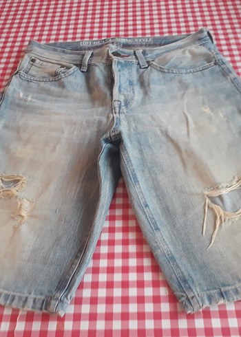 Kadın Mavi Mini Kot Şort - Görsel 3