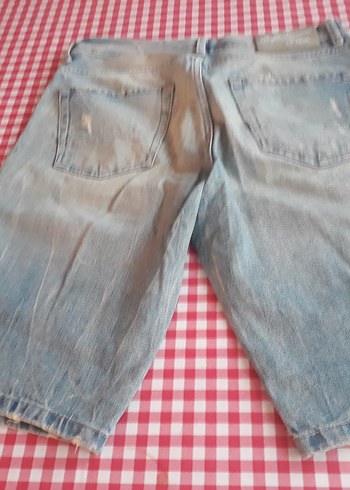 Kadın Mavi Mini Kot Şort - Görsel 6