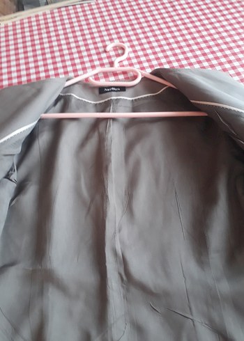 Gri Düğmeli Kadın Mini Blazer Ceket - Görsel 8