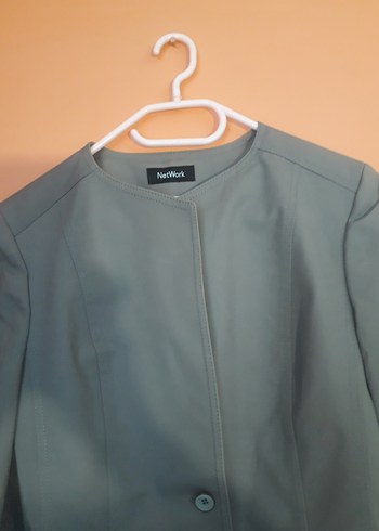 Gri Düğmeli Kadın Mini Blazer Ceket - Görsel 4