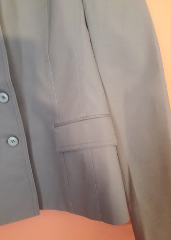 Gri Düğmeli Kadın Mini Blazer Ceket - Görsel 3
