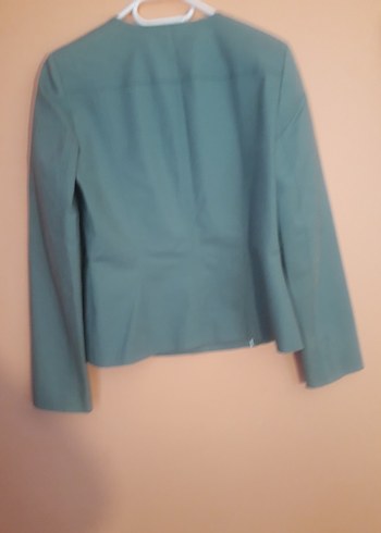 Gri Düğmeli Kadın Mini Blazer Ceket - Görsel 5