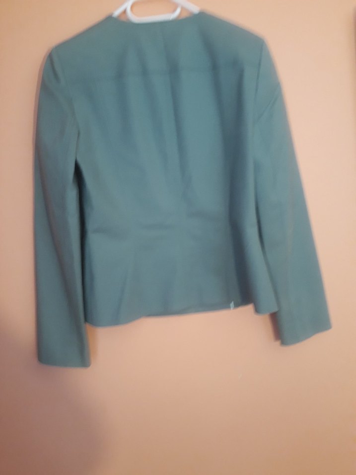 Gri Düğmeli Kadın Mini Blazer Ceket - Görsel 5