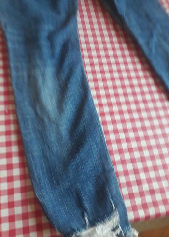 Mavi Yıpranmış Bol Kesim Kadın Kot Pantolon - Görsel 6