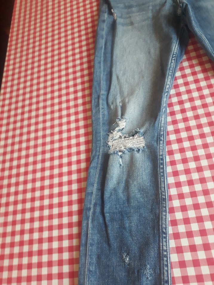 Mavi Yıpranmış Bol Kesim Kadın Kot Pantolon - Görsel 3