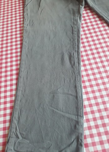 Düğmeli Gri Keten Erkek Pantolon - Görsel 6