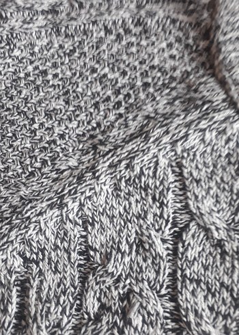 Gri Kadın Bohem Örgü Kazak - Görsel 6