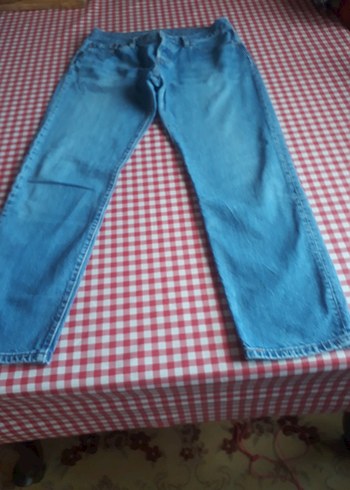 Düğmeli Mavi Kadın Denim kot Pantolon - Görsel 2