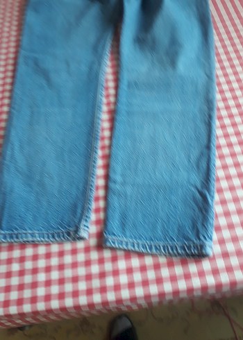 Düğmeli Mavi Kadın Denim kot Pantolon - Görsel 7