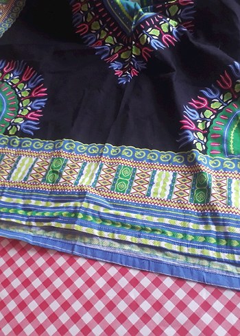 Bohem Çok Renkli V Yakalı Uzun Elbise - Görsel 8