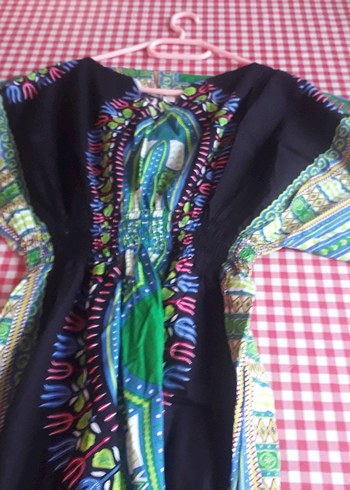 Bohem Çok Renkli V Yakalı Uzun Elbise - Görsel 5