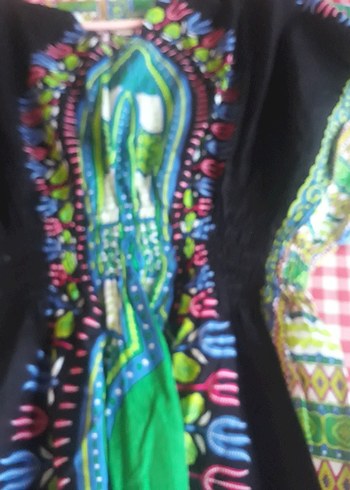 Bohem Çok Renkli V Yakalı Uzun Elbise - Görsel 7