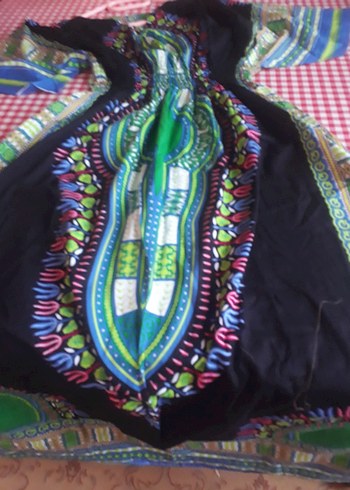 Bohem Çok Renkli V Yakalı Uzun Elbise - Görsel 3