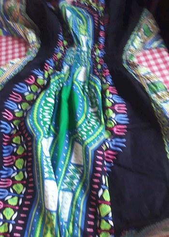 Bohem Çok Renkli V Yakalı Uzun Elbise - Görsel 10