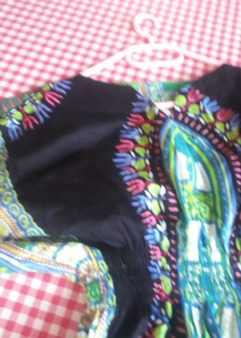 Bohem Çok Renkli V Yakalı Uzun Elbise - Görsel 9