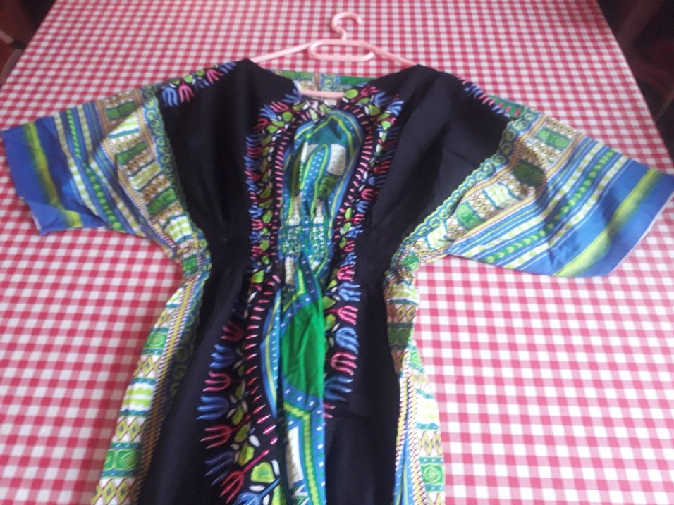 Bohem Çok Renkli V Yakalı Uzun Elbise - Görsel 5