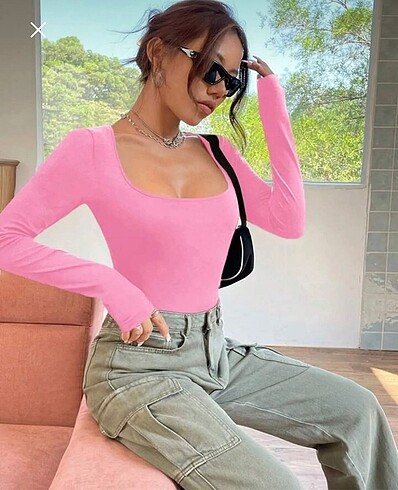 Trendyol & Milla Kare yaka bluz pembe