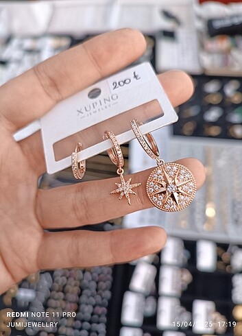 Pandora Xuping 3'lü küpe rose renk