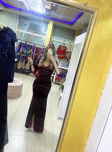 Uzun bordo abiye