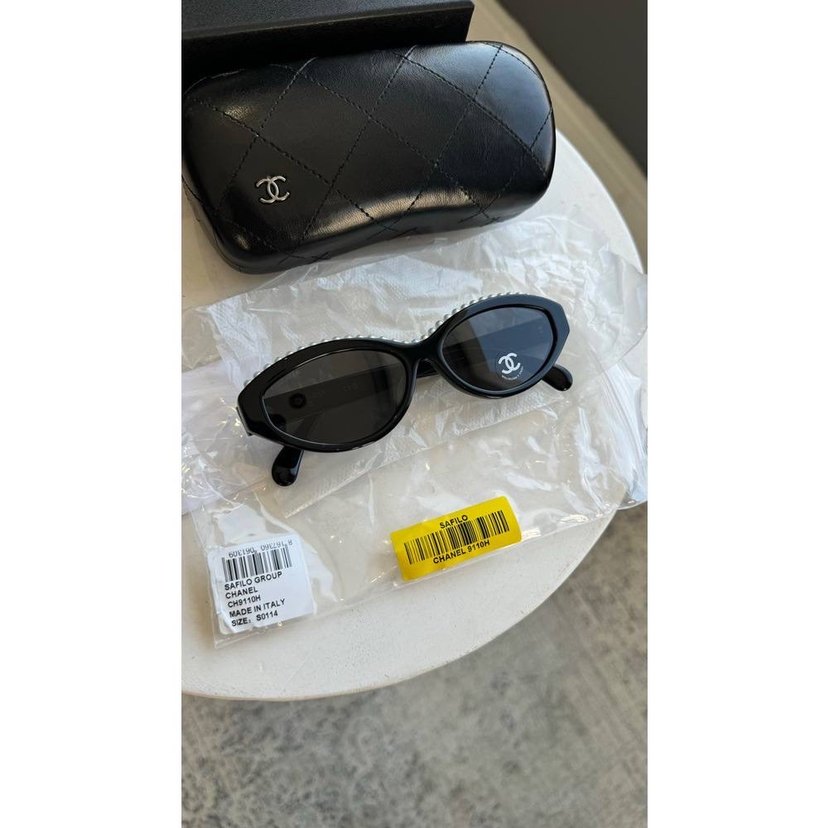 Parlak Siyah Chanel Kadın Güneş Gözlüğü - Görsel 3
