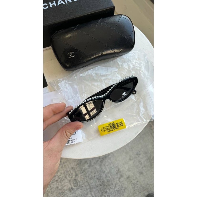 Parlak Siyah Chanel Kadın Güneş Gözlüğü - Görsel 2