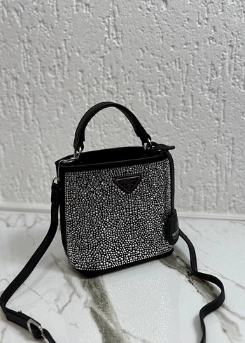 Siyah Payetli Deri Prada Kadın Çanta - Görsel 2