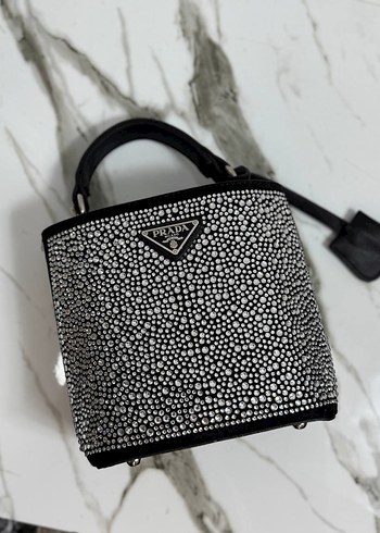 Siyah Payetli Deri Prada Kadın Çanta - Görsel 6