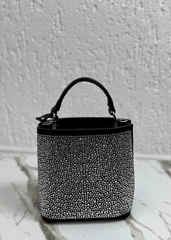 Siyah Payetli Deri Prada Kadın Çanta - Görsel 4