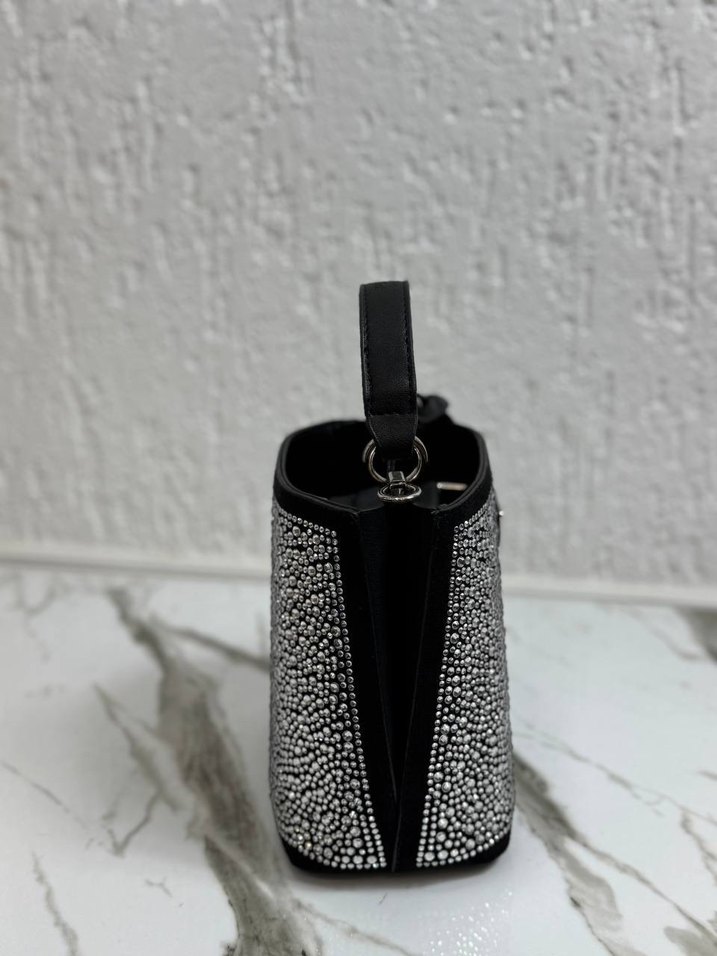 Siyah Payetli Deri Prada Kadın Çanta - Görsel 3