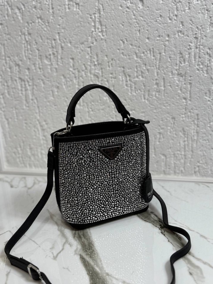 Siyah Payetli Deri Prada Kadın Çanta - Görsel 2
