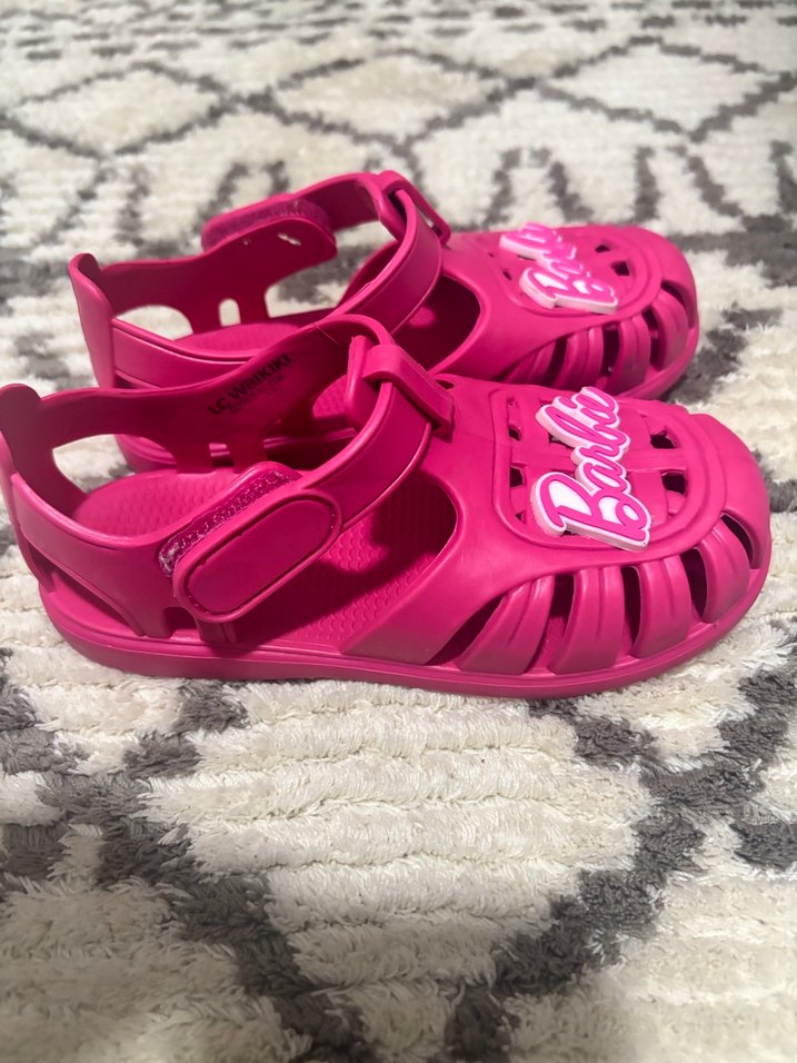 Barbie Desenli Pembe Kız Çocuk Sandalet - Görsel 4