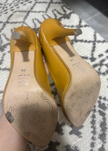 Hardal sarı suni deri Stiletto Kadın Ayakkabı - Görsel 4