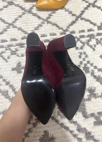 Bordo Süet Topuklu Stiletto Kadın Ayakkabı - Görsel 3