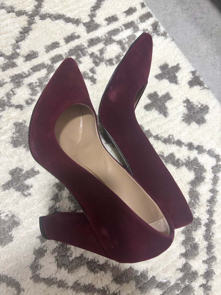 Bordo Süet Topuklu Stiletto Kadın Ayakkabı - Görsel 2