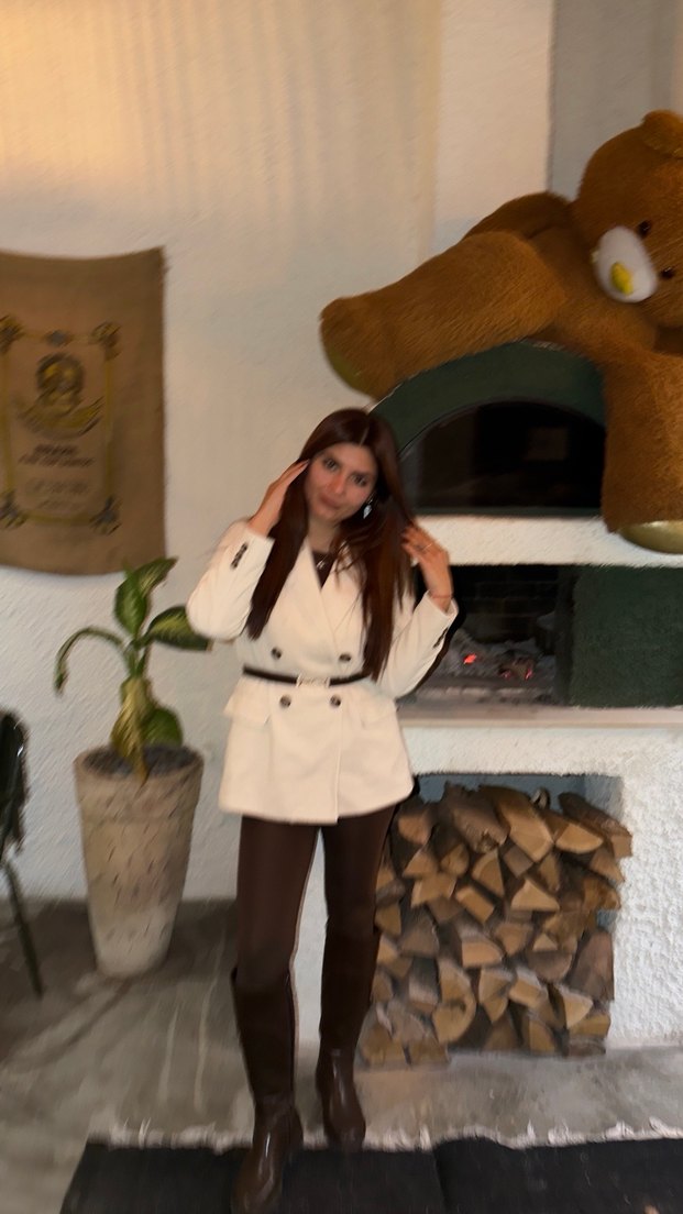 Kadife kırık beyaz blazer ceket - Görsel 3