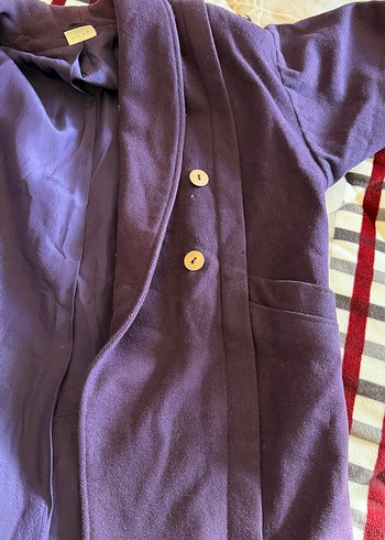 Mor Süet Midi Kadın kaban vintage - Görsel 5