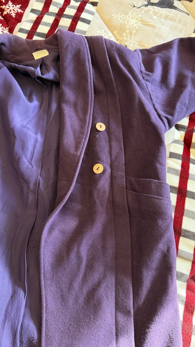 Mor Süet Midi Kadın kaban vintage - Görsel 5