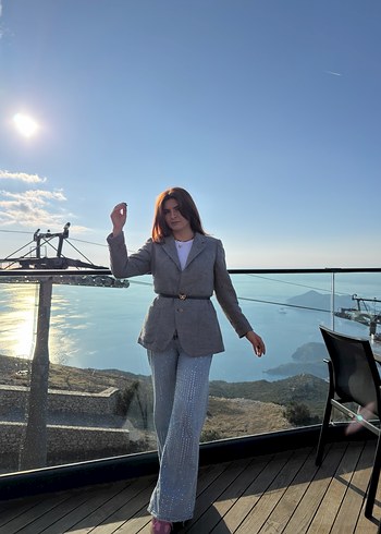 Gri vintage  Kadın Blazer - Görsel 3