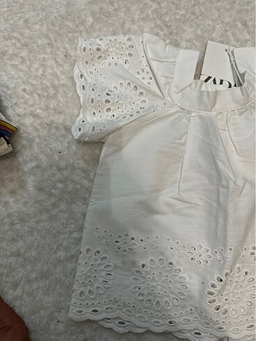12-18 Ay Beden beyaz Renk Kız bebek gömlek