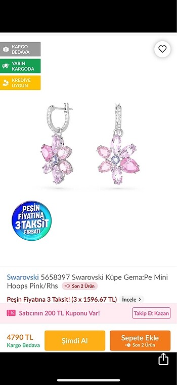 Swarovski gema küpe