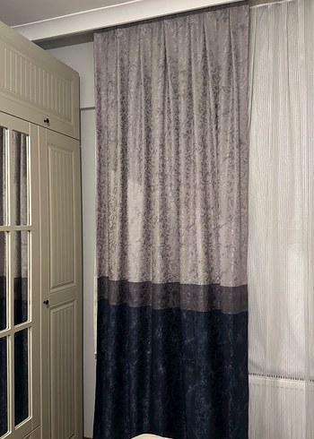 2 adetTaç linens kırışmayan Gri Modern Klasik Tie-Dye Perde - Görsel 3