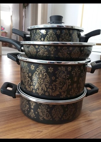Siyah Desenli Tencere ve Tava Seti - Görsel 2