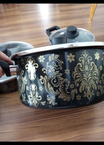 Siyah Desenli Tencere ve Tava Seti - Görsel 5