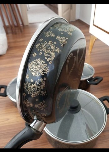 Siyah Desenli Tencere ve Tava Seti - Görsel 3