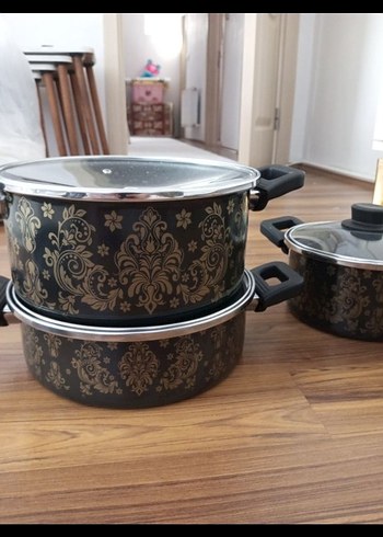Siyah Desenli Tencere ve Tava Seti - Görsel 4