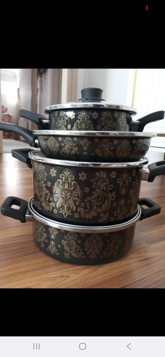 Siyah Desenli Tencere ve Tava Seti - Görsel 2