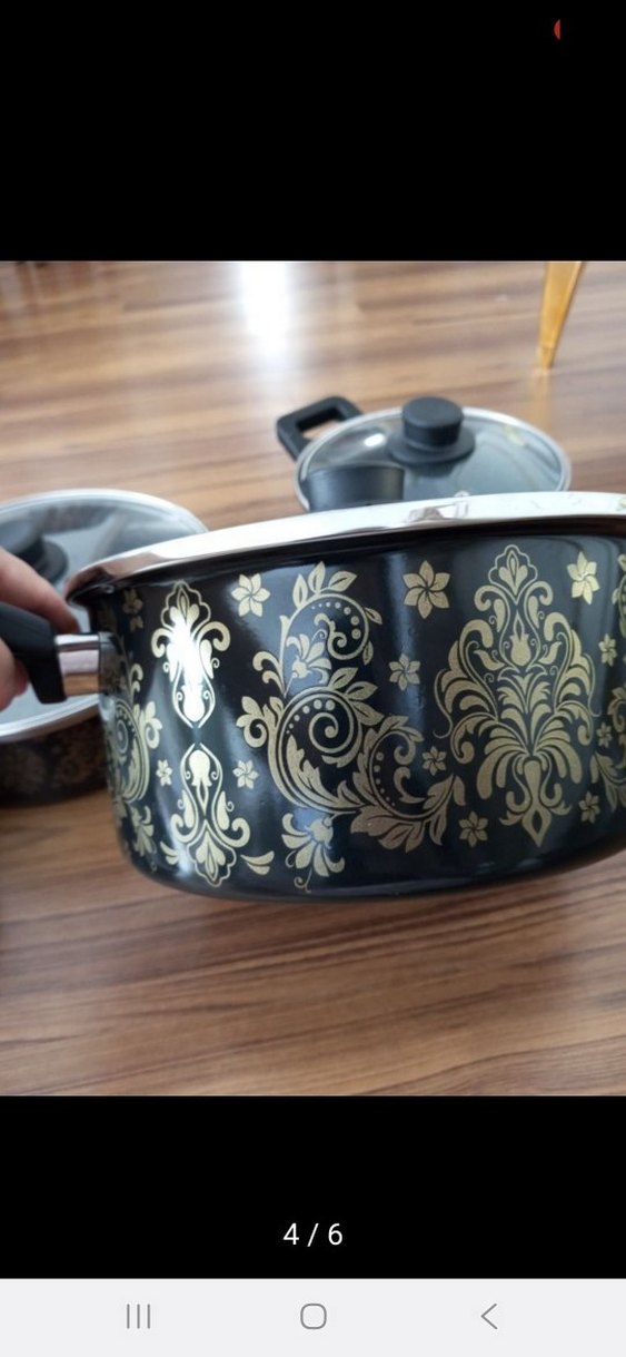 Siyah Desenli Tencere ve Tava Seti - Görsel 5