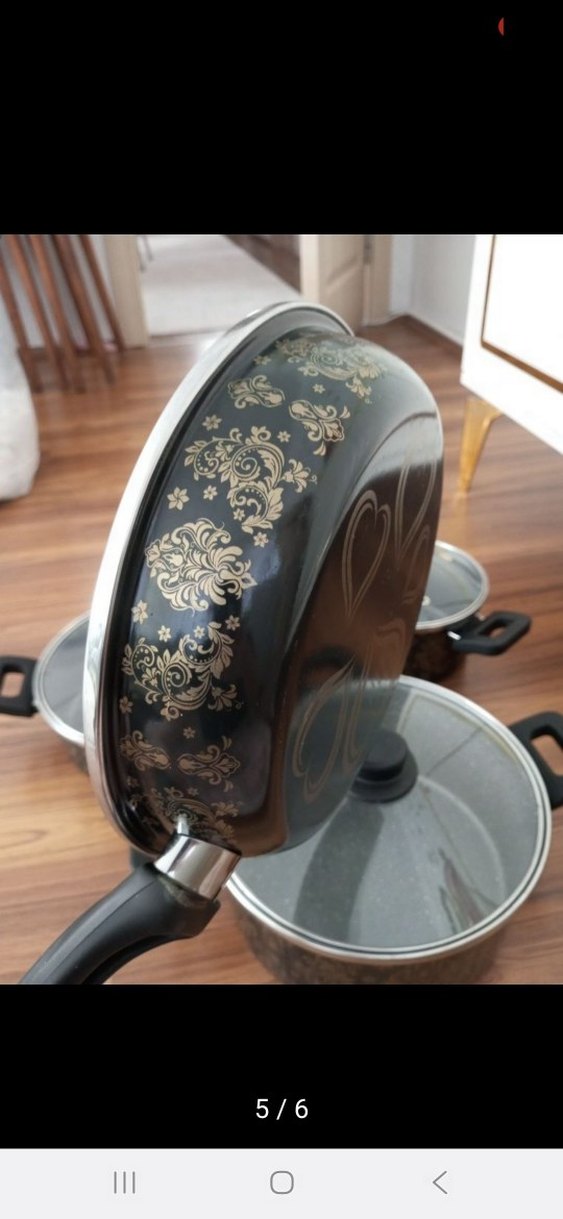 Siyah Desenli Tencere ve Tava Seti - Görsel 3