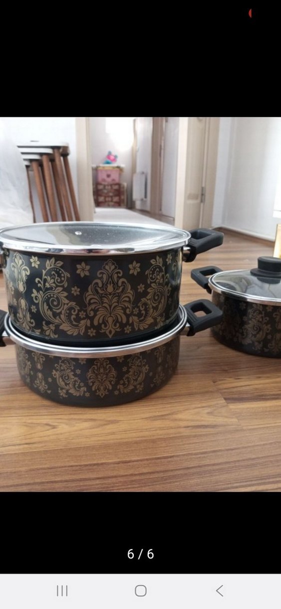 Siyah Desenli Tencere ve Tava Seti - Görsel 4