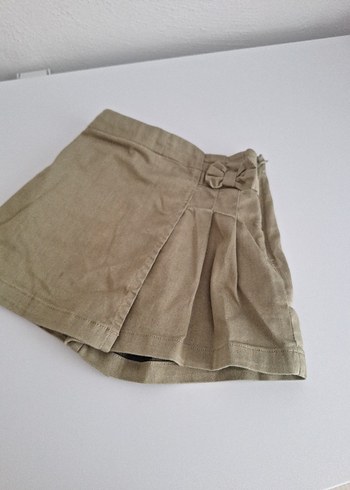 Kız Çocuk Bej Keten Pilili Etek sort - Görsel 5